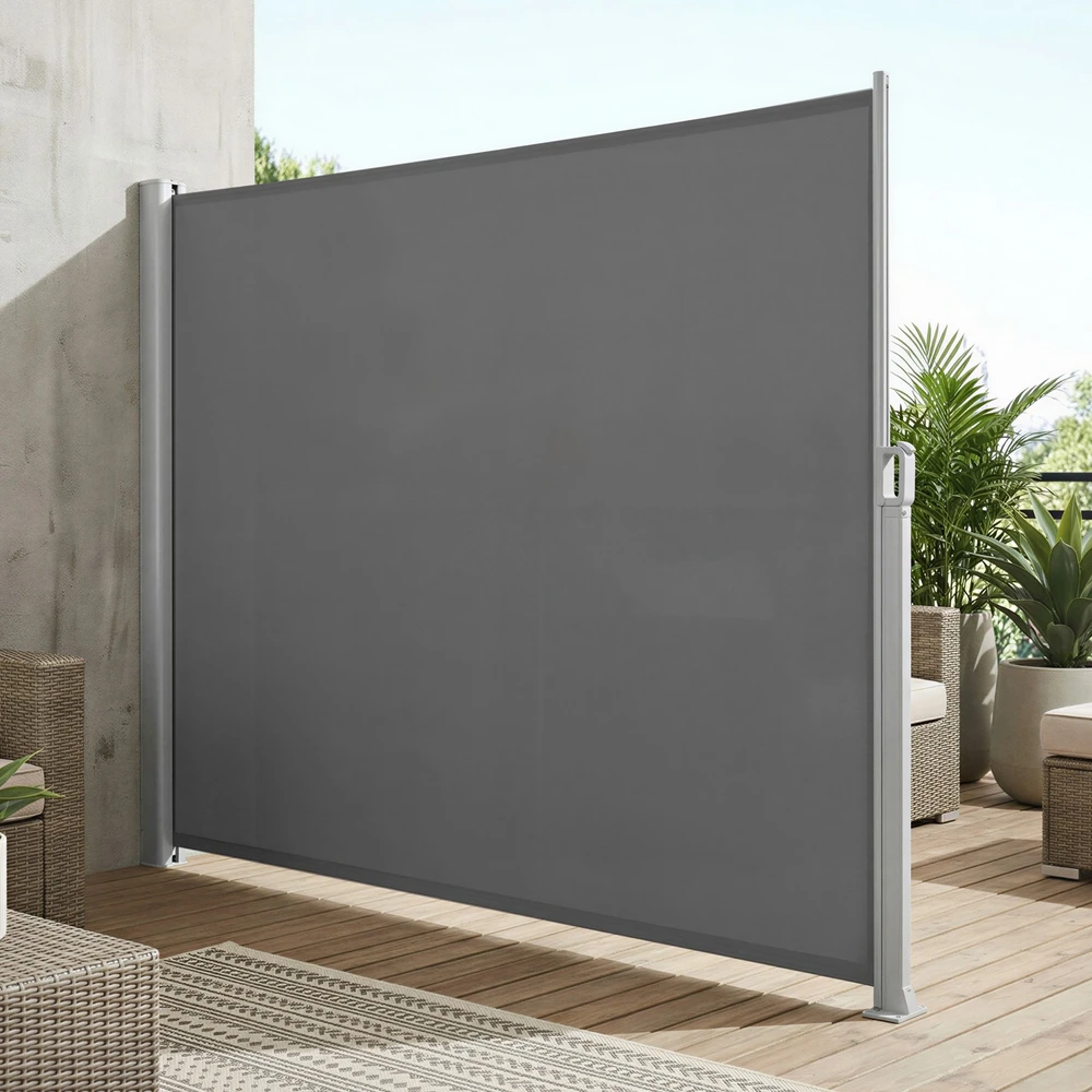 Songmics Šoninė markizė su aliuminio lydinio kasete, 180 x 400 cm, pilka
