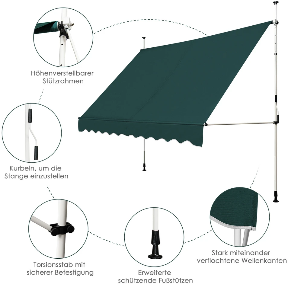 Promotion Spaudžiamas balkono markizė 300 cm žalia