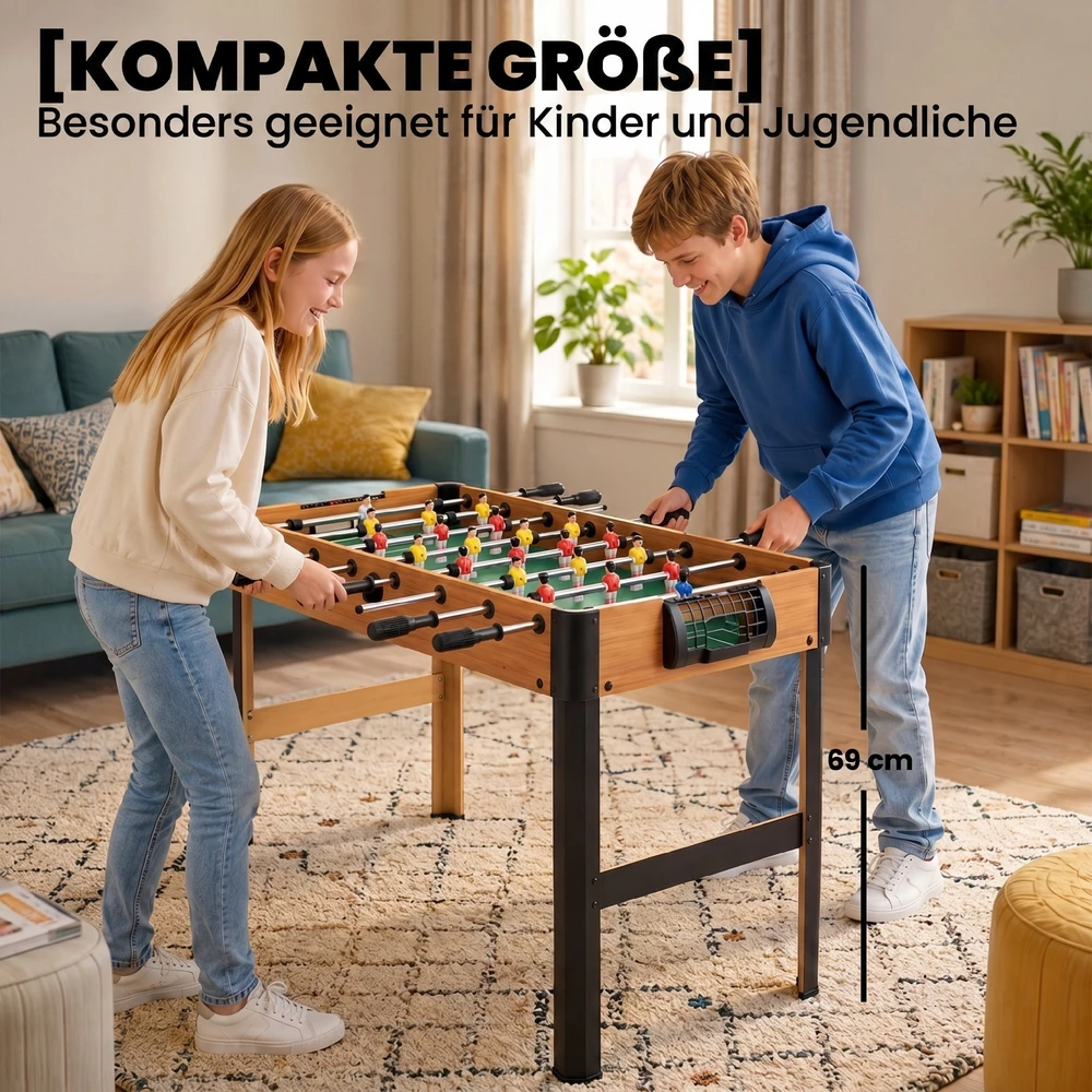 Koduva Stalo futbolo rinkinys, 2 kamuoliukai, neslystančios rankenos, rudos ir juodos spalvos, MDF, 118 x 104 x 69 cm