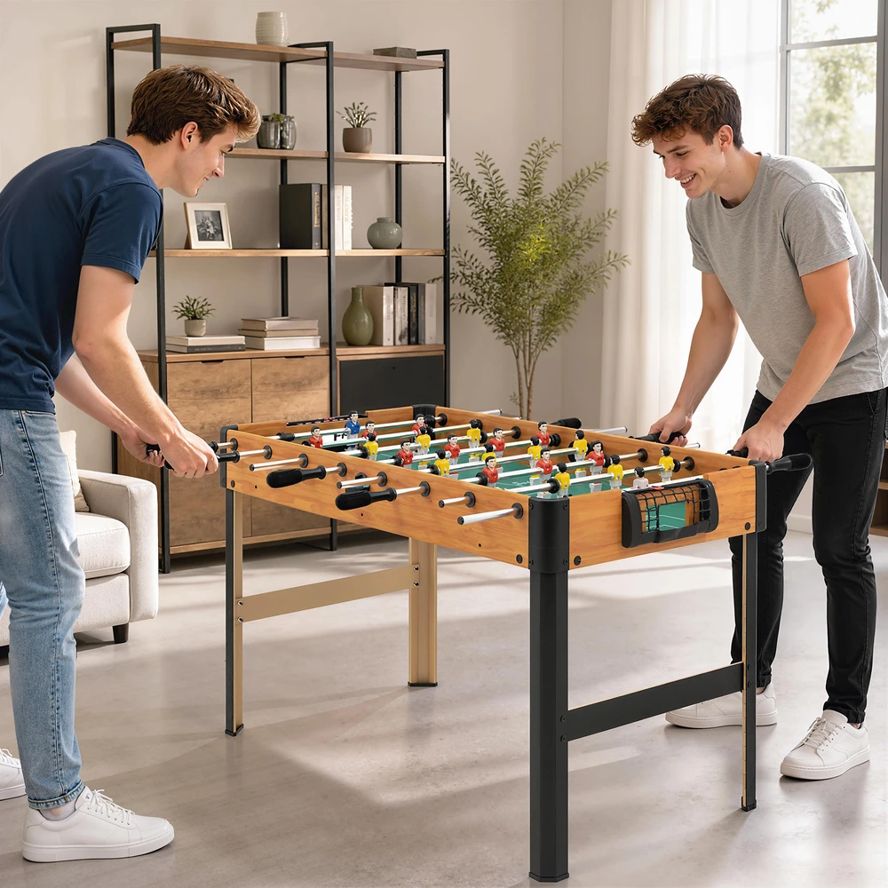 Koduva Stalo futbolo rinkinys, 2 kamuoliukai, neslystančios rankenos, rudos ir juodos spalvos, MDF, 118 x 104 x 69 cm