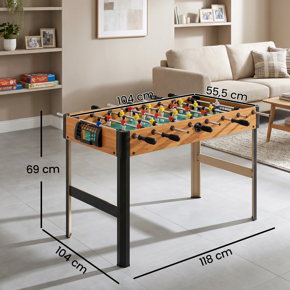 Koduva Stalo futbolo rinkinys, 2 kamuoliukai, neslystančios rankenos, rudos ir juodos spalvos, MDF, 118 x 104 x 69 cm