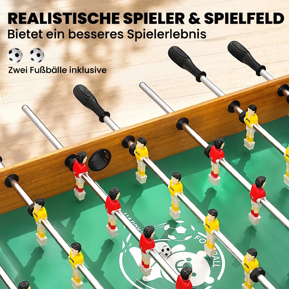 Koduva Stalo futbolo rinkinys, 2 kamuoliukai, neslystančios rankenos, rudos ir juodos spalvos, MDF, 118 x 104 x 69 cm