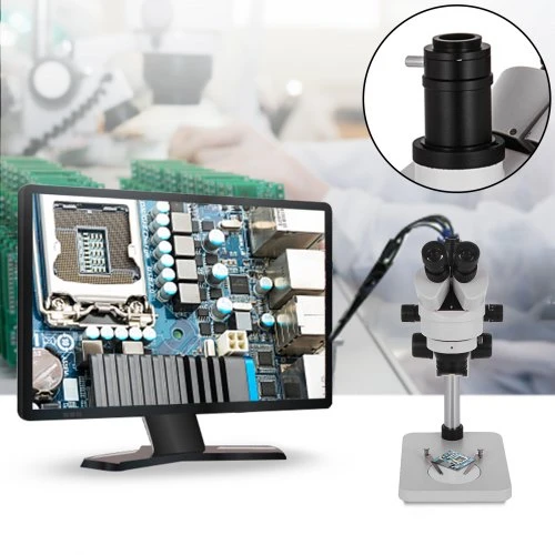Koduva Stereomikroskopas VEVOR 3.5X-90X su trinokuliarine 360° pasukama galvute ir stovo kolona