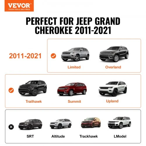 VEVOR Stogo bagažinės skersiniai Jeep Grand Cherokee 2011-2021, aliuminis, su spynomis, 2 vnt.
