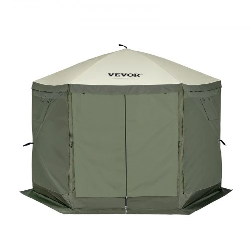 VEVOR Stovyklavimo pavėsinė su tinkleliu FY-002, 6 kampų, 305 x 305 x 229 cm, armijos žalia