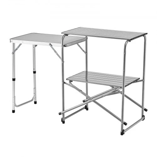 VEVOR Stovyklavimo virtuvės stalas 12045, sulankstomas, su šoniniu staliuku ir nešiojimo krepšiu, 117 x 45 x 80 cm