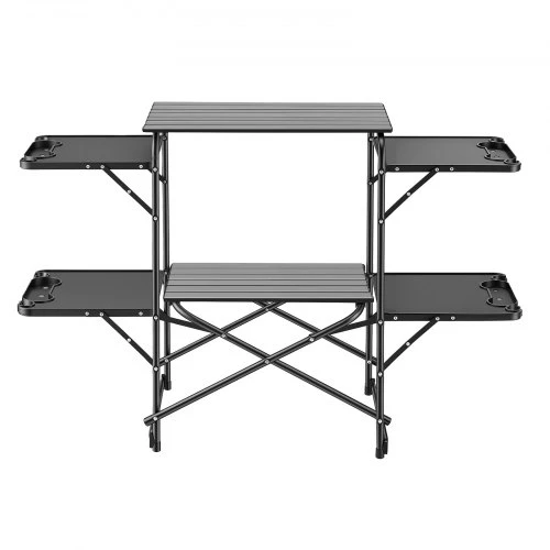 VEVOR Stovyklavimo virtuvės stalas 13045, sulankstomas, su 4 šoniniais staliukais, 130 x 45 x 90 cm