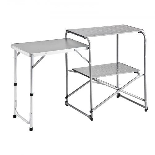 VEVOR Stovyklavimo virtuvės stalas 12045, sulankstomas, su šoniniu staliuku ir nešiojimo krepšiu, 117 x 45 x 80 cm
