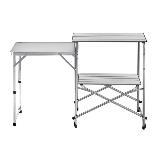 VEVOR Stovyklavimo virtuvės stalas 12045, sulankstomas, su šoniniu staliuku ir nešiojimo krepšiu, 117 x 45 x 80 cm