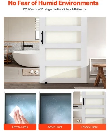 Koduva Stumdomos tvarto durys VEVOR, 107 x 213 cm, baltos, MDF ir stiklas, su furnitūros rinkiniu