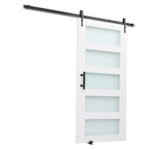 Koduva Stumdomos tvarto durys VEVOR, 107 x 213 cm, baltos, MDF ir stiklas, su furnitūros rinkiniu