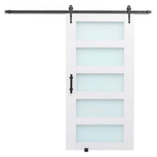 Koduva Stumdomos tvarto durys VEVOR, 107 x 213 cm, baltos, MDF ir stiklas, su furnitūros rinkiniu