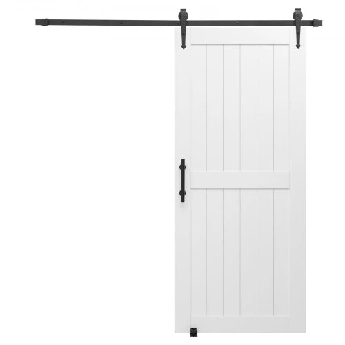 Koduva Stumdomos tvarto durys VEVOR, baltos, MDF ir mediena, 91 x 213 cm, su furnitūros rinkiniu