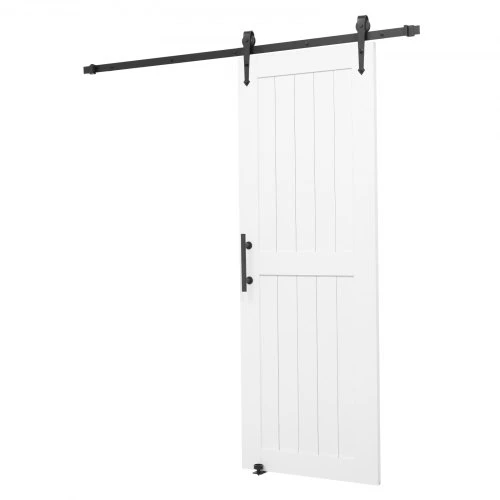 Koduva Stumdomos tvarto durys VEVOR, baltos, MDF ir mediena, 91 x 213 cm, su furnitūros rinkiniu