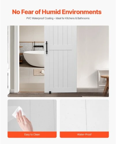 Koduva Stumdomos tvarto durys VEVOR, H formos, baltos, 76 x 213 cm, MDF ir mediena