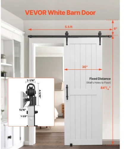 Koduva Stumdomos tvarto durys VEVOR, H formos, baltos, 76 x 213 cm, MDF ir mediena
