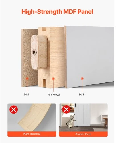 Koduva Stumdomos tvarto durys VEVOR, H formos, baltos, 76 x 213 cm, MDF ir mediena