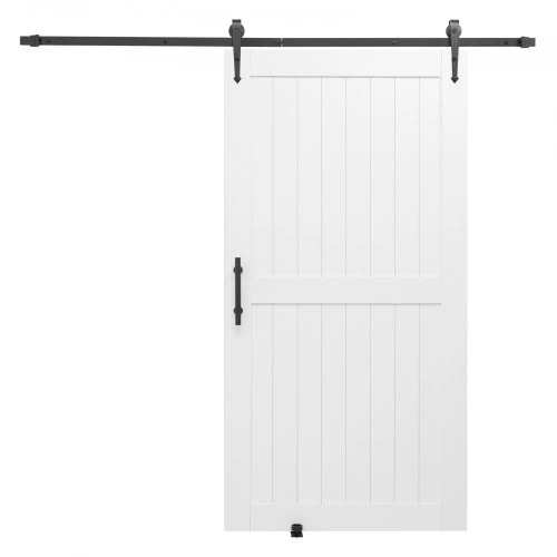 Koduva Stumdomos tvarto durys VEVOR, H formos, baltos, 107 x 213 cm, su furnitūros rinkiniu