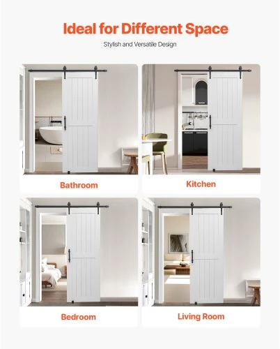 Koduva Stumdomos tvarto durys VEVOR, H formos, baltos, 76 x 213 cm, MDF ir mediena