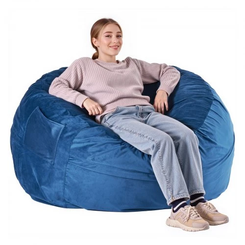 Sofa VEVOR Suaugusiųjų sėdmaišis, apvalus, mėlynas, 117 x 117 x 64 cm
