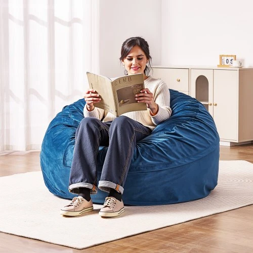 Sofa VEVOR Suaugusiųjų sėdmaišis, apvalus, mėlynas, 117 x 117 x 64 cm