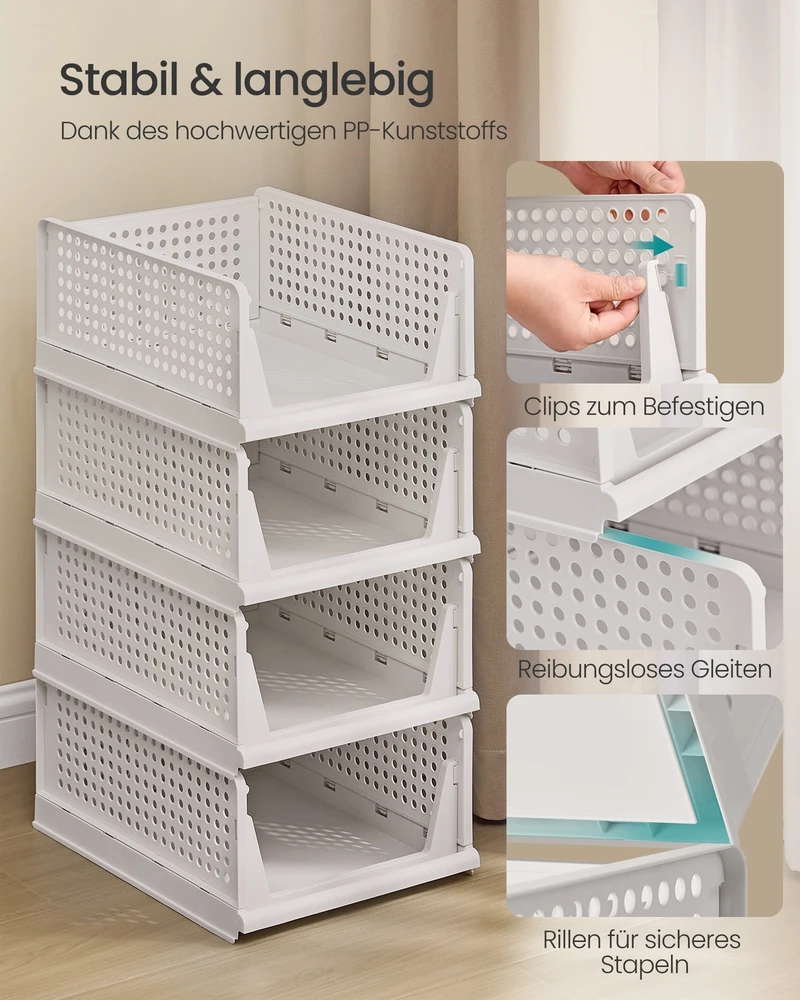 Koduva Sudedamas spintos organizatorius, 6 vnt. rinkinys, baltas, PP plastikas, 43 x 33 x 18,5 cm