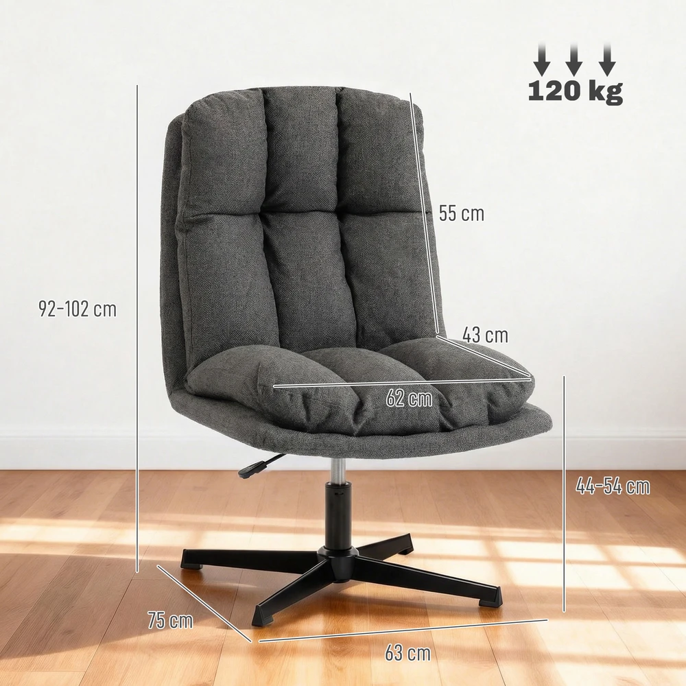 Fotelis Aosom Sukamas akcentinis krėslas, tamsiai pilkas, 63 x 75 x 92-102 cm