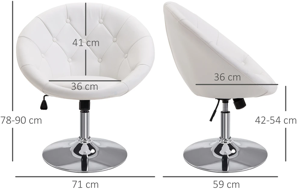 Koduva Sukamoji poilsio kėdė su plieniniu pagrindu, balta, 42-54 cm