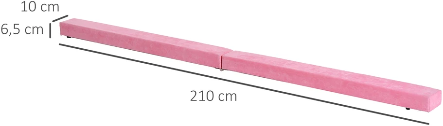 Aosom Sulankstoma gimnastikos juosta, neslystanti, zomšos danga, mediena, 210 x 10 x 6,5 cm, rožinė