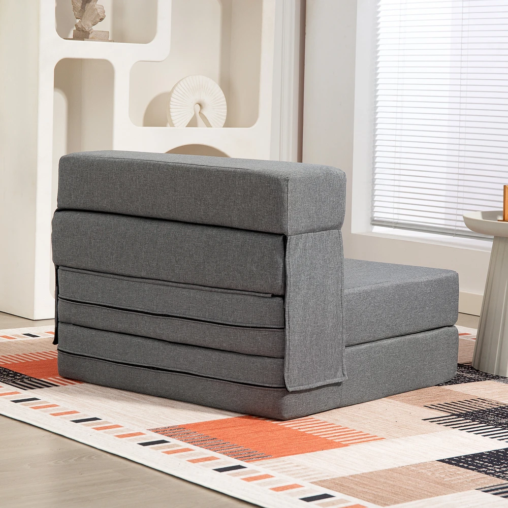 Koduva Sulankstoma grindų sofa-lova su pagalve, tamsiai pilka, 210 x 80 cm
