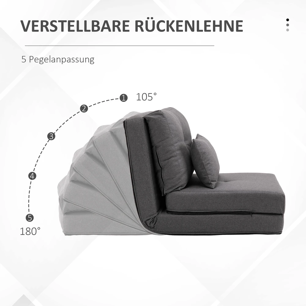 Fotelis Aosom Sulankstoma grindų sofa-lova, tamsiai pilka, 60 x 80 x 56 cm