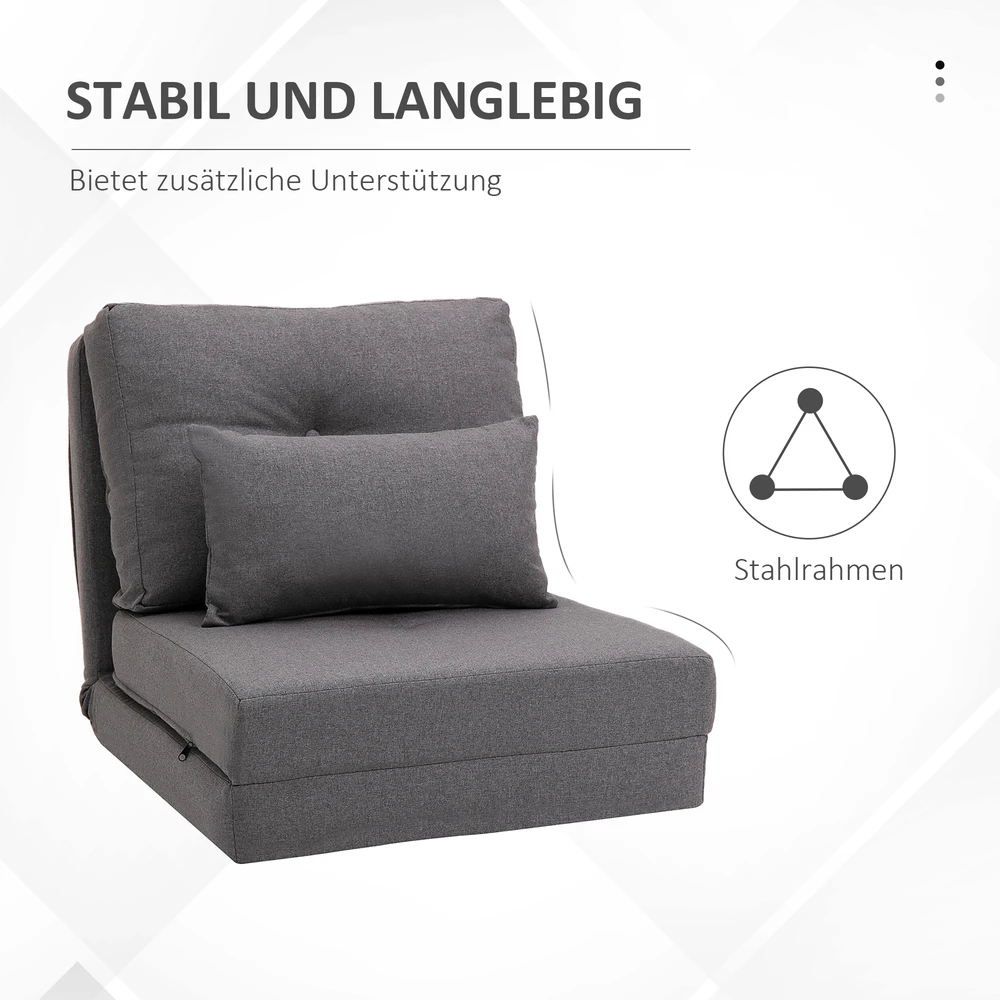 Fotelis Aosom Sulankstoma grindų sofa-lova, tamsiai pilka, 60 x 80 x 56 cm