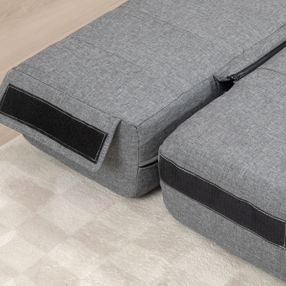 Fotelis Aosom Sulankstoma grindų sofa su miego funkcija, svečių lova, pilka, 138 x 80 x 50 cm