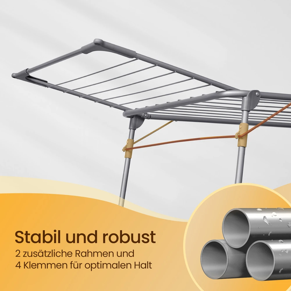 Koduva Sulankstoma skalbinių džiovyklė su sparnais ir kojinių laikikliu, pilka, 56,5 x 173 x 96,5 cm
