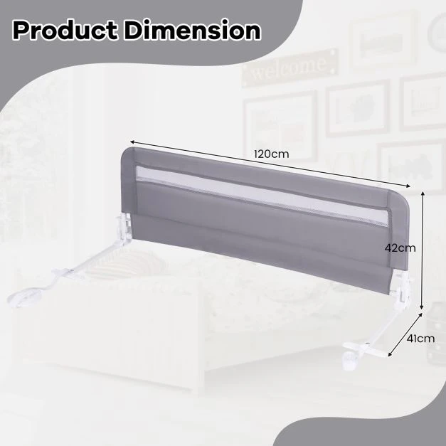 Promotion Sulankstoma vaikiška lovelės apsauga 120x41x42 cm pilka