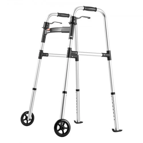 VEVOR Sulankstoma vaikštynė su ratukais, aliumininė, reguliuojamas aukštis 77,5-95,5 cm