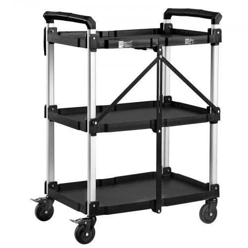 Koduva Sulankstomas 3 aukštų pagalbinis vežimėlis VEVOR, 136 kg, su ratukais, 79 x 50 x 105 cm