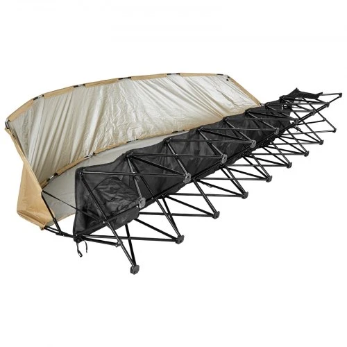 VEVOR Sulankstomas atsarginių žaidėjų suolas GV-DP6 su stogeliu, 6 vietų, juodas/rudas, 317 x 45 x 178 cm