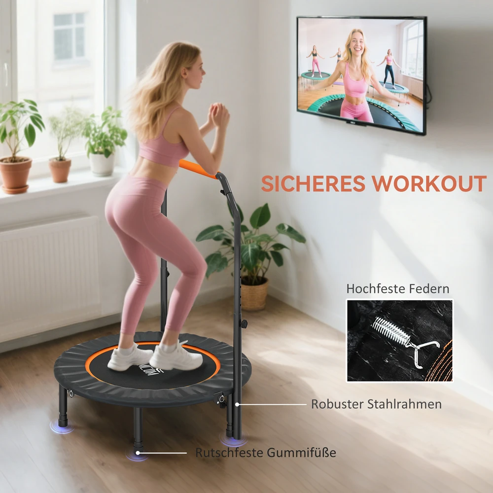 Aosom Sulankstomas fitneso batutas su reguliuojama rankena, Ø102 cm, juodas