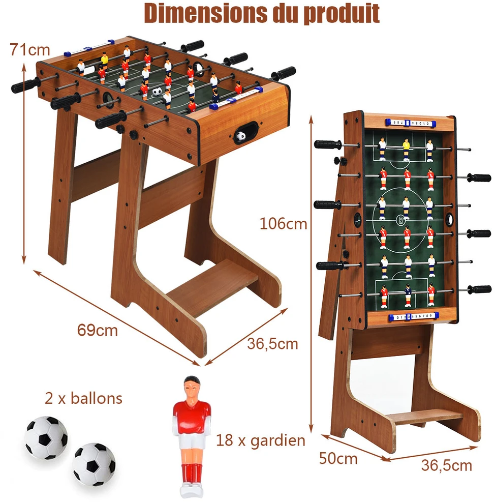 Koduva Sulankstomas futbolo stalas 69x60x71 cm natūralus