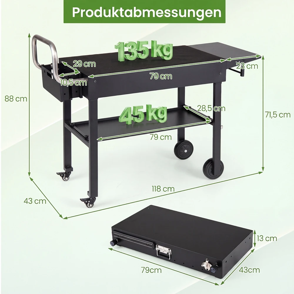 Promotion Sulankstomas grill vežimėlis, juodas