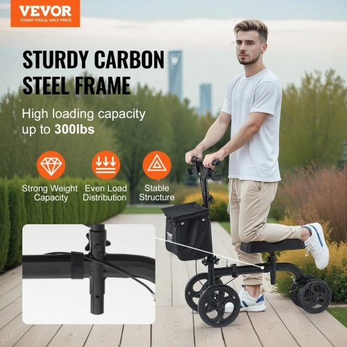 VEVOR Sulankstomas kelio paspirtukas HFK-9270, anglinis plienas, juodas, 91 x 43 x 104 cm