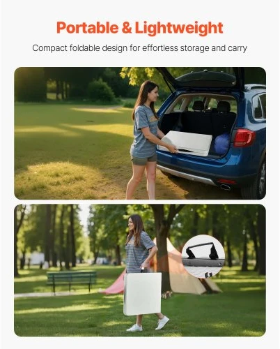 Koduva Sulankstomas kempingo stalas VEVOR, baltas, HDPE ir anglinis plienas, 122 x 60 cm