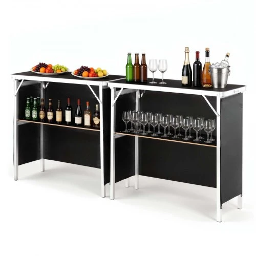 VEVOR Sulankstomas nešiojamas baro stalas, 2 vnt., 98 x 39 x 87 cm, su nešiojimo krepšiu