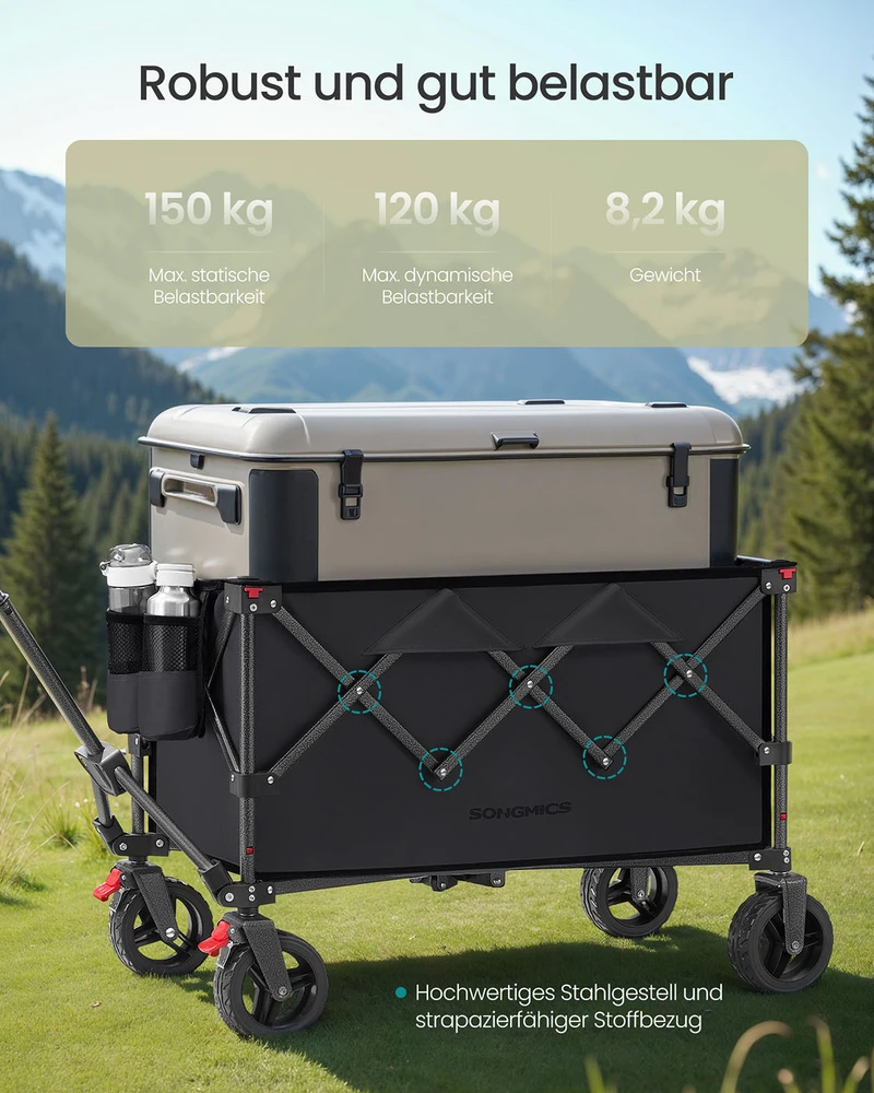 Koduva Sulankstomas rankinis vežimėlis, 150 l, iki 150 kg, 49,4 x 80,8 x 93,5 cm, juodas