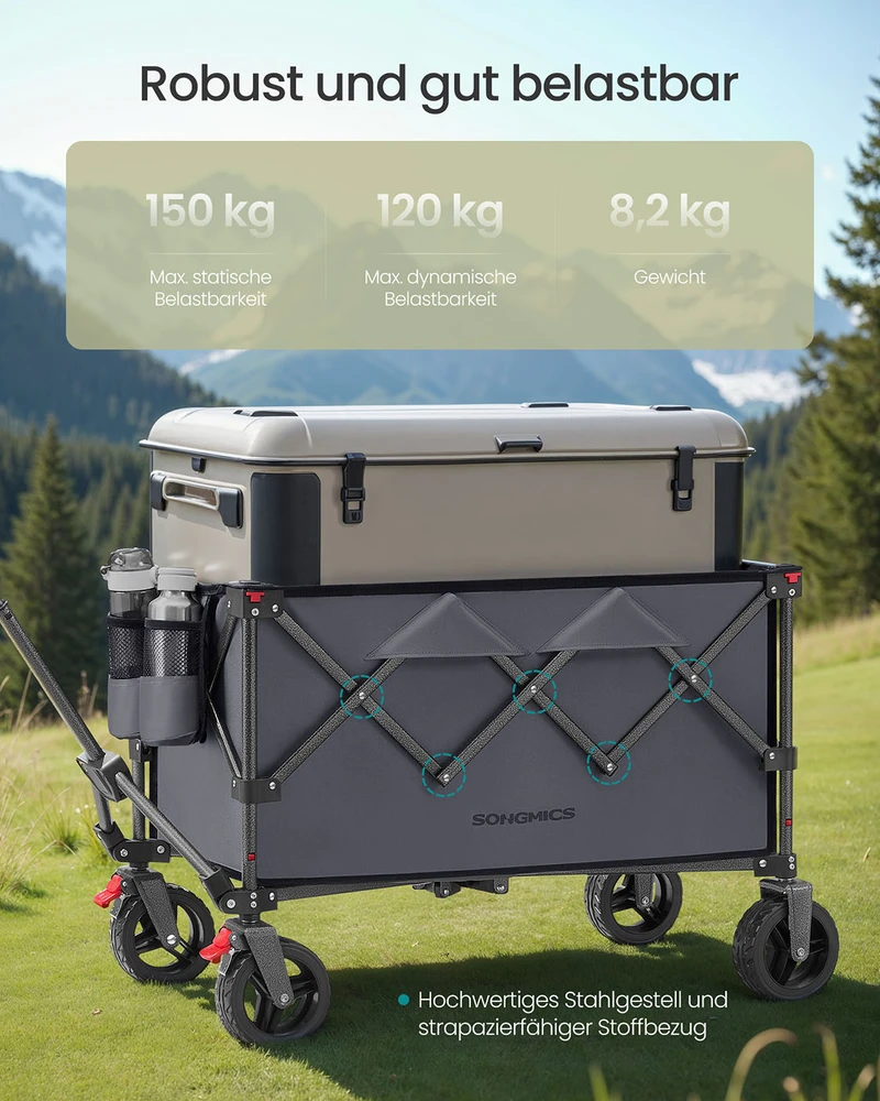 Koduva Sulankstomas rankinis vežimėlis, 150 l, iki 150 kg, 49,4 x 80,8 x 93,5 cm, pilkai skalūno spalvos