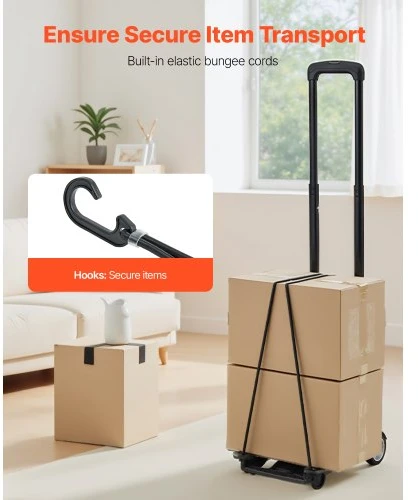 Koduva Sulankstomas rankinis vežimėlis VEVOR PZS30, 49,9kg, juodas, 32 x 24 x 97 cm