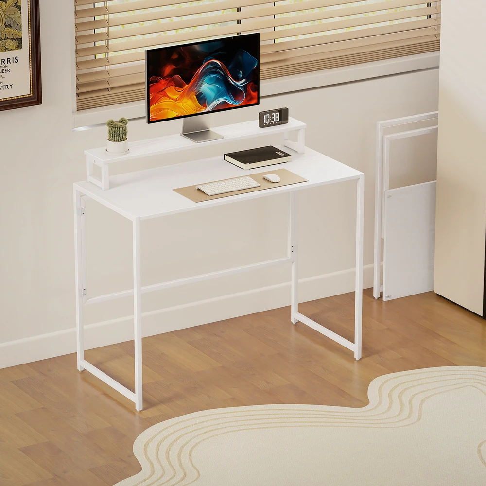 Koduva Sulankstomas rašomasis stalas su monitoriaus laikikliu, baltas, 100 x 48 x 87,5 cm