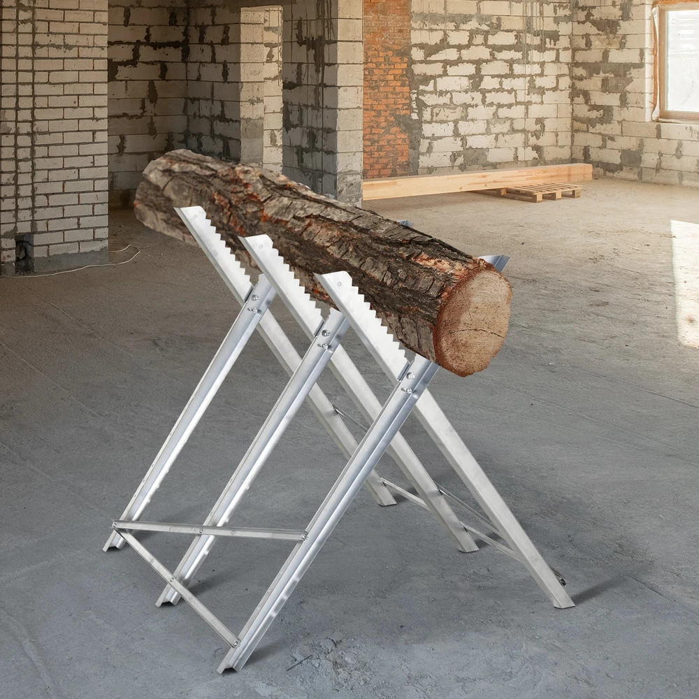 Aosom Sulankstomas sawhorse malkoms, metalas, sidabrinis, 83 x 83 x 79 cm