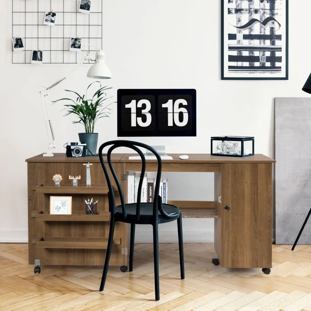 Promotion Sulankstomas siuvimo stalas, craft stalas, 158 x 50 x 75 cm, rudas
